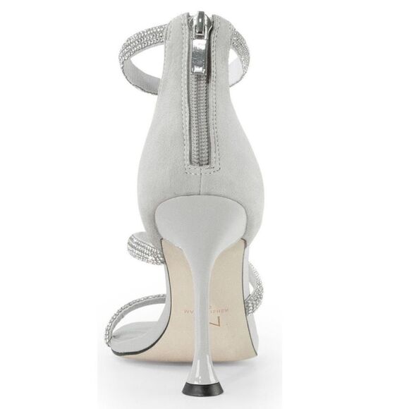 NWT MARC FISHER CARITA STRAPPY SANDAL SILVER RHINESTONE SPARKLY HEEL SIZE 9 - Picture 6 of 7